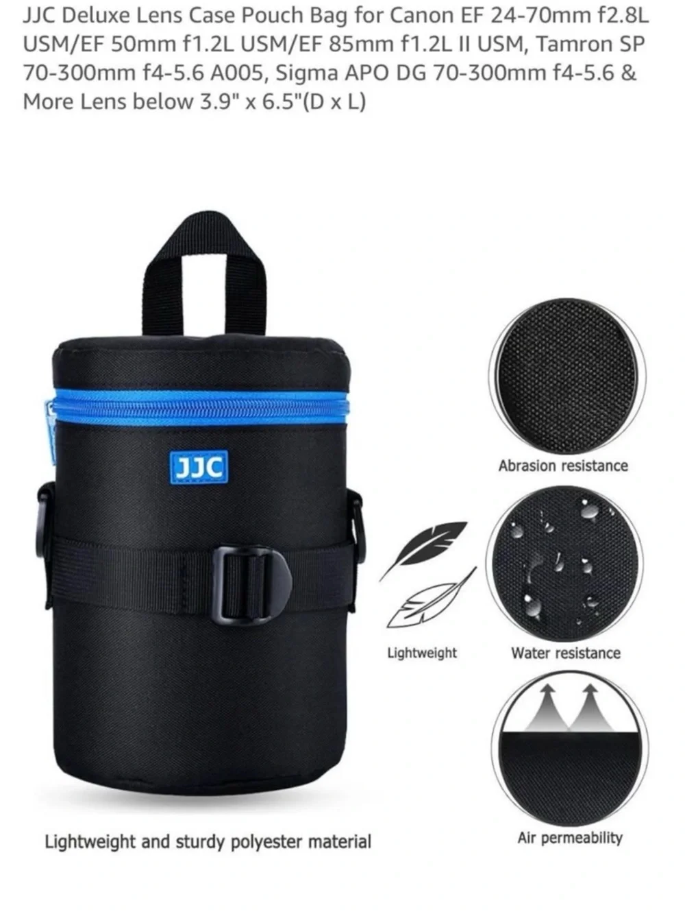 Black & Blue Padded Lens Case – NWOT
